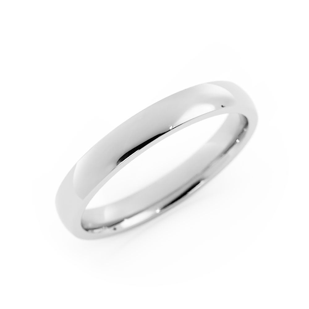 2024 3mm Dome High Polished Wedding Band 10K White Gold Comfort Fit Plain Ring