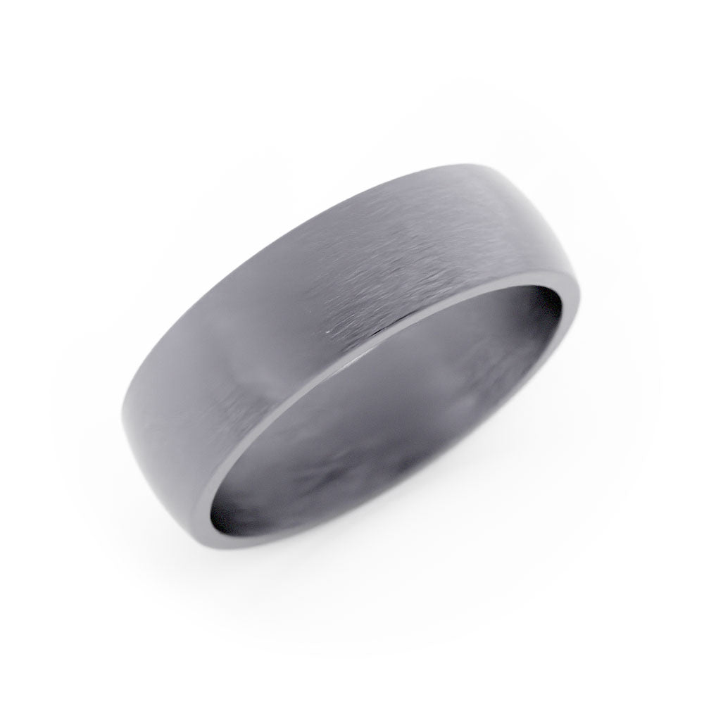 Men's Black Gray Tantalum Satin offers Finished 6mm Domed Comfort Fit Ring [Size 7.5]