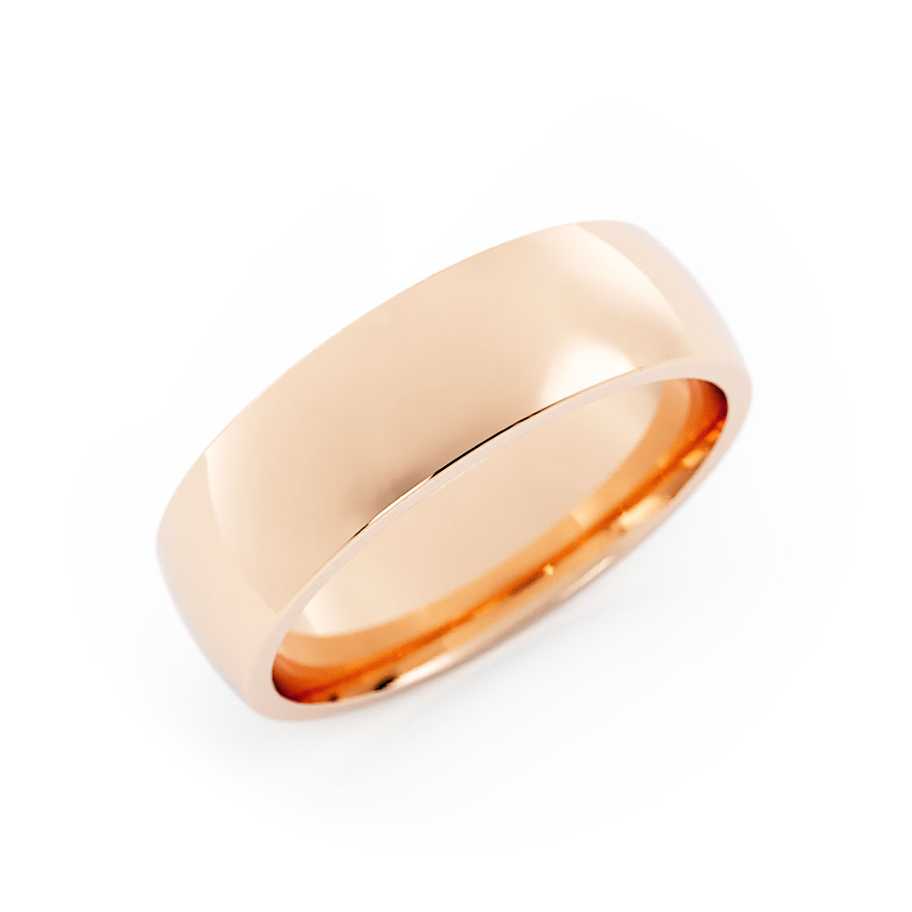 10K Rose Gold High Polish Domed 6mm Wedding Band