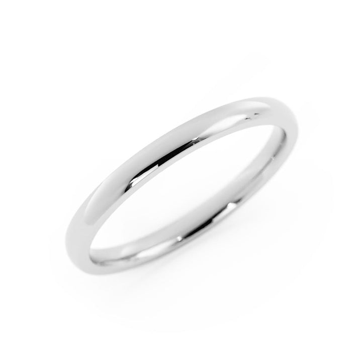 10K White Gold High Polish Light Domed 2mm Wedding Band