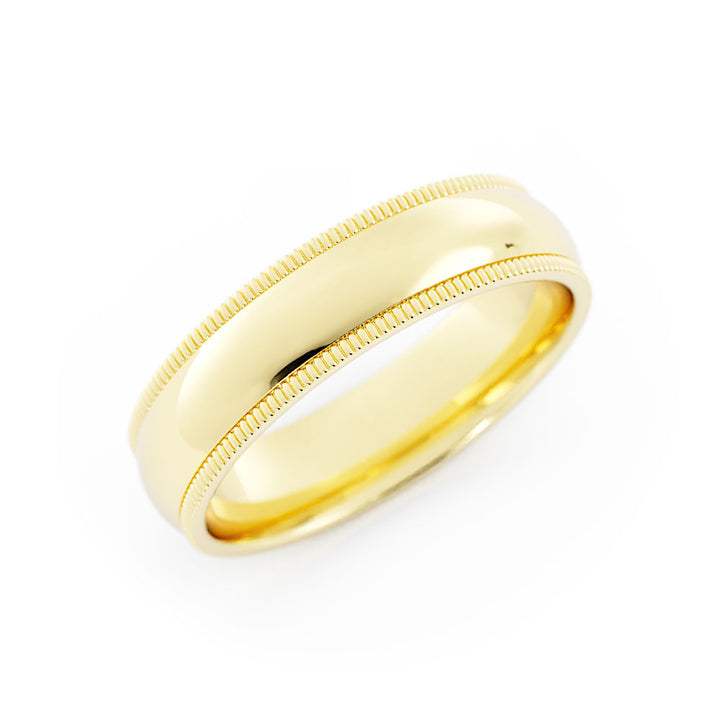 10K Yellow Gold High Polish Milgrain 5mm Wedding Band