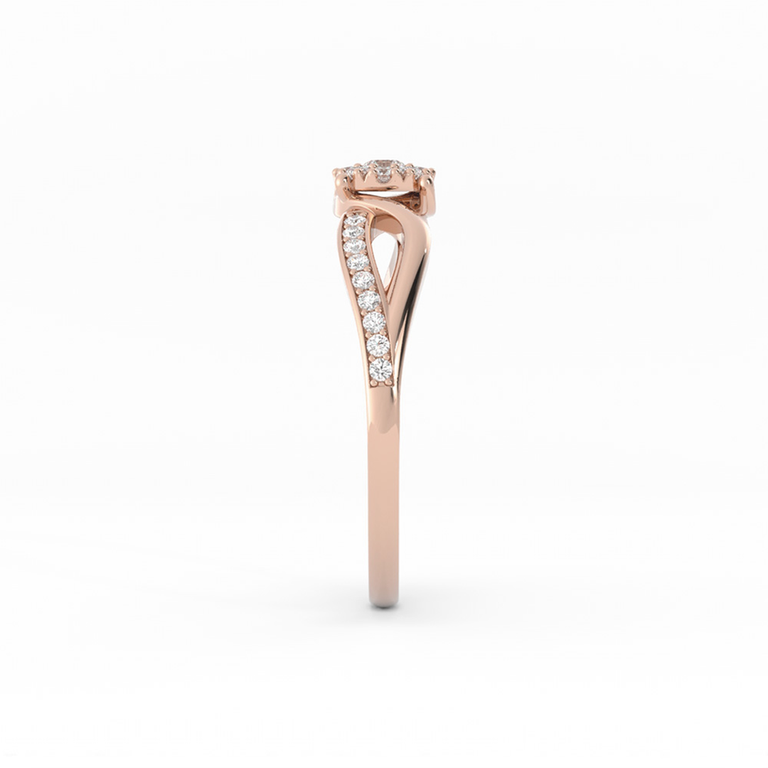 0.06ct Lab Grown Diamond Split  Halo 10K Rose Gold Engagement Ring