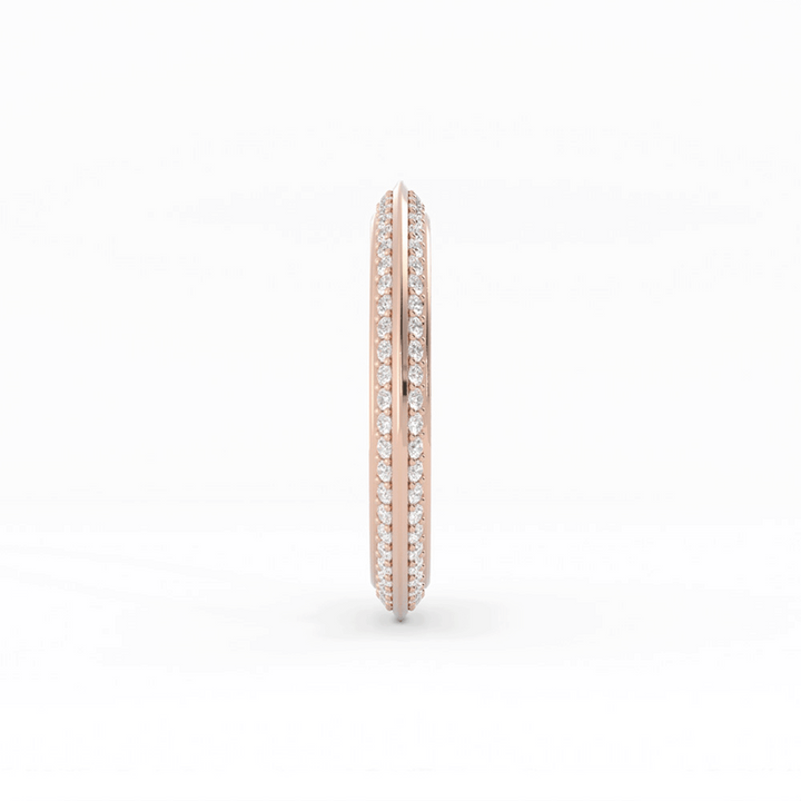 10K Rose Gold Round Double Knife Edge Lab Grown Diamond Wedding Band