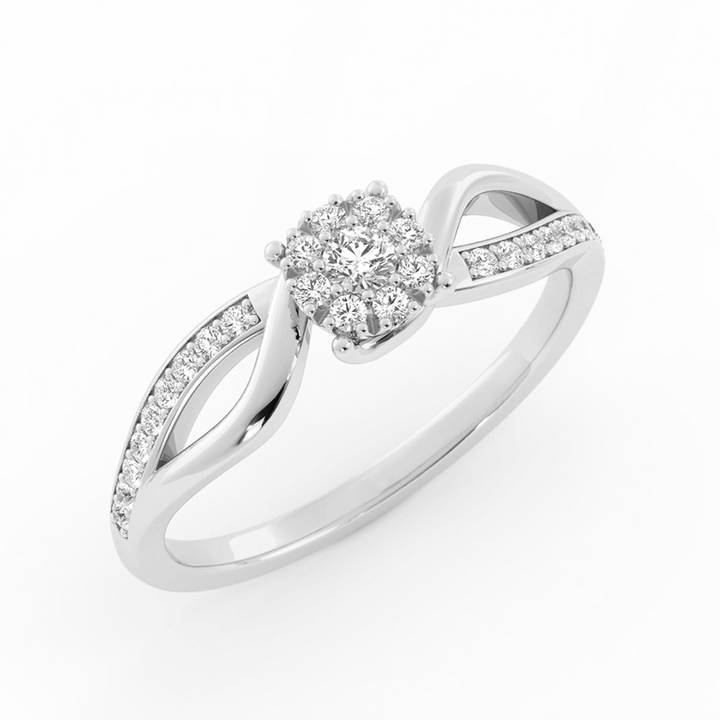 Lab Grown Diamond Split  Halo 10K White Gold Engagement Ring