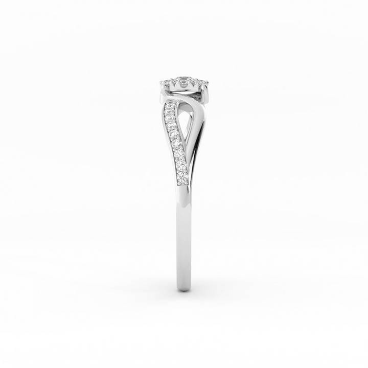 Lab Grown Diamond Split  Halo 10K White Gold Engagement Ring