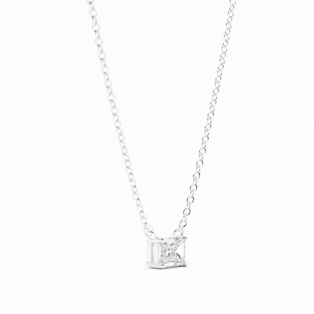 10k White Gold 0.5 ct. Petite Emerald Cut Solitaire Lab Grown Diamond Necklace-3