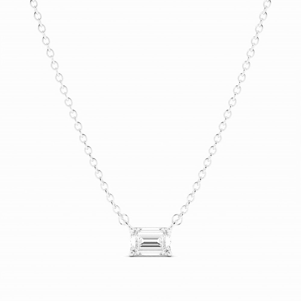 0.5ct Lab Grown Diamond Petite Emerald Cut Solitaire 10K White Gold Necklace