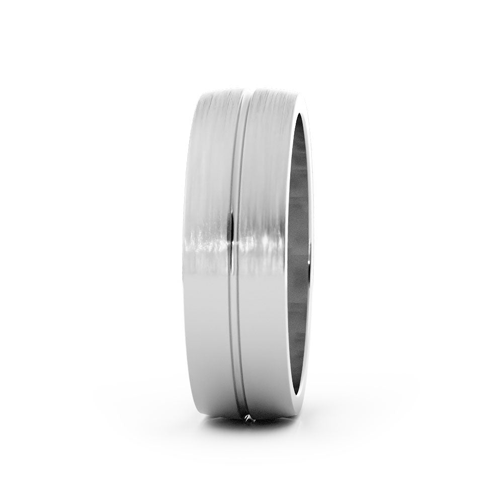 10K White Gold Satin Light Domed 6mm Wedding Band