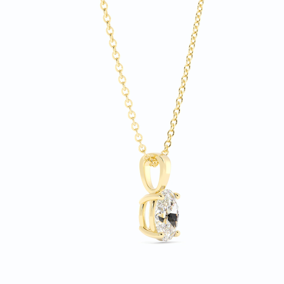 1.0ct Lab Grown Diamond Solitaire Oval 10K Yellow Gold Necklace