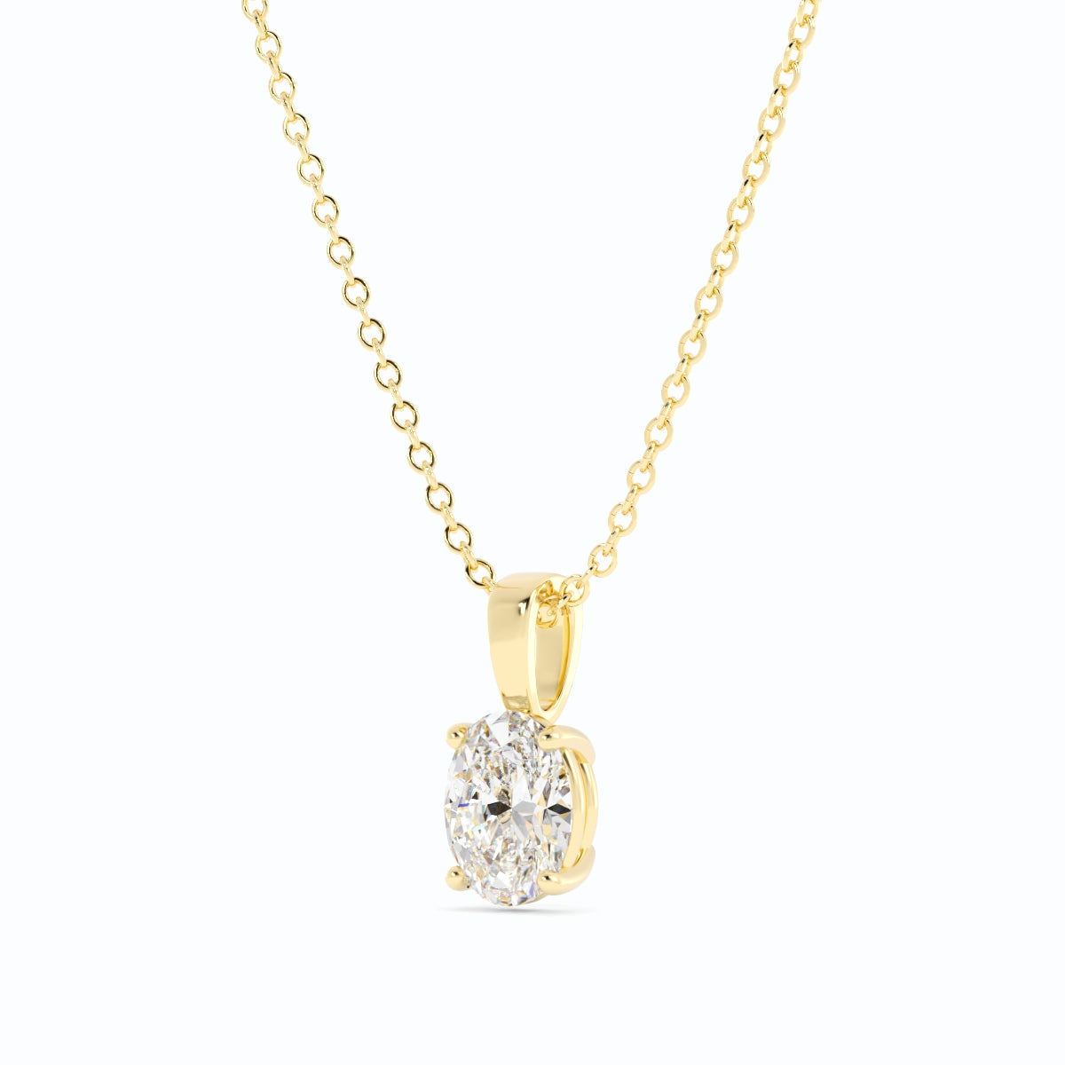 1.0ct Lab Grown Diamond Solitaire Oval 10K Yellow Gold Necklace