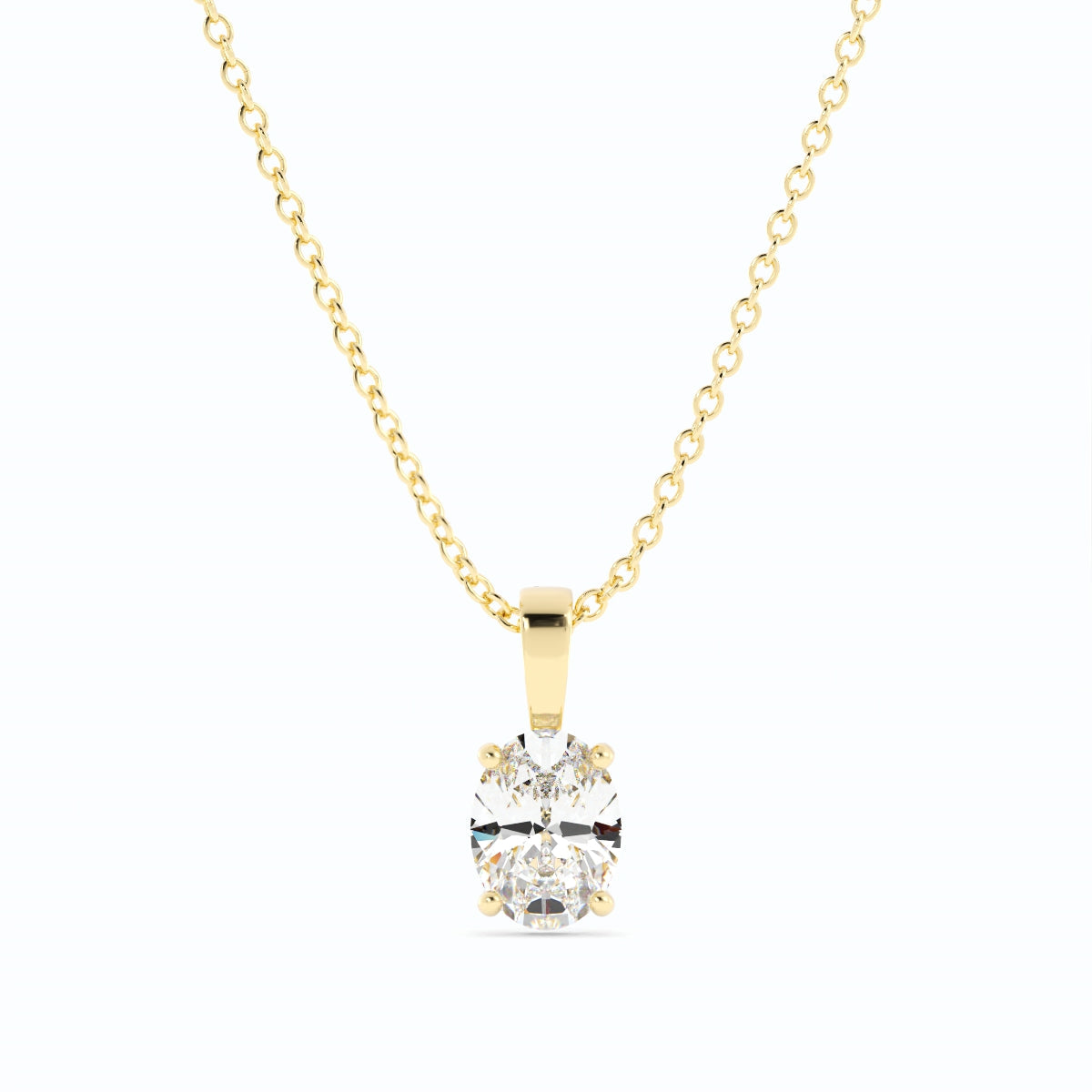 1.0ct Lab Grown Diamond Solitaire Oval 10K Yellow Gold Necklace