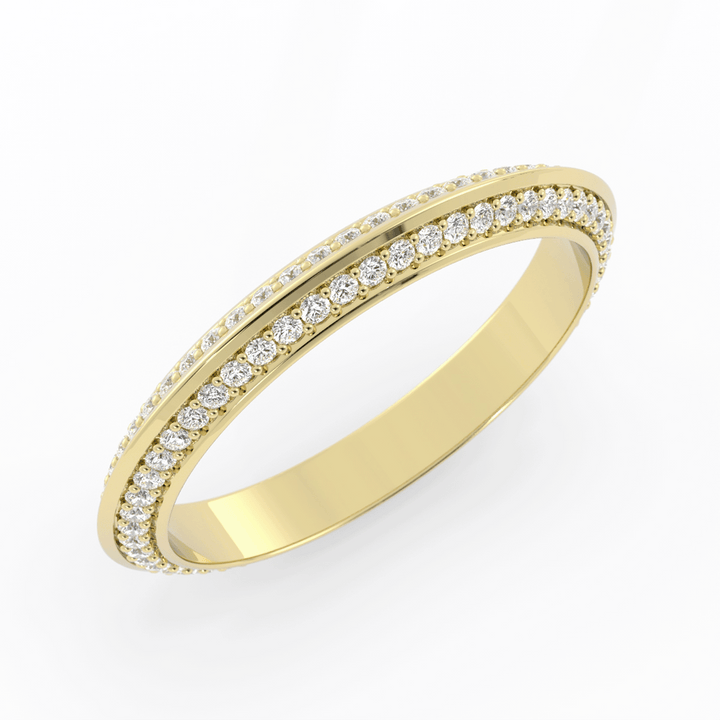 10K Yellow Gold Round Double Knife Edge Natural Diamond Wedding Band