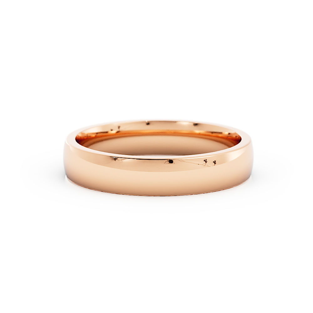 14K Rose Gold High Polish Domed 4mm Wedding Band