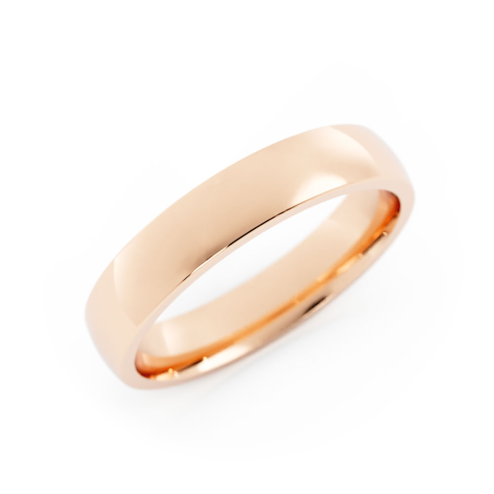 14K Rose Gold High Polish Domed 4mm Wedding Band