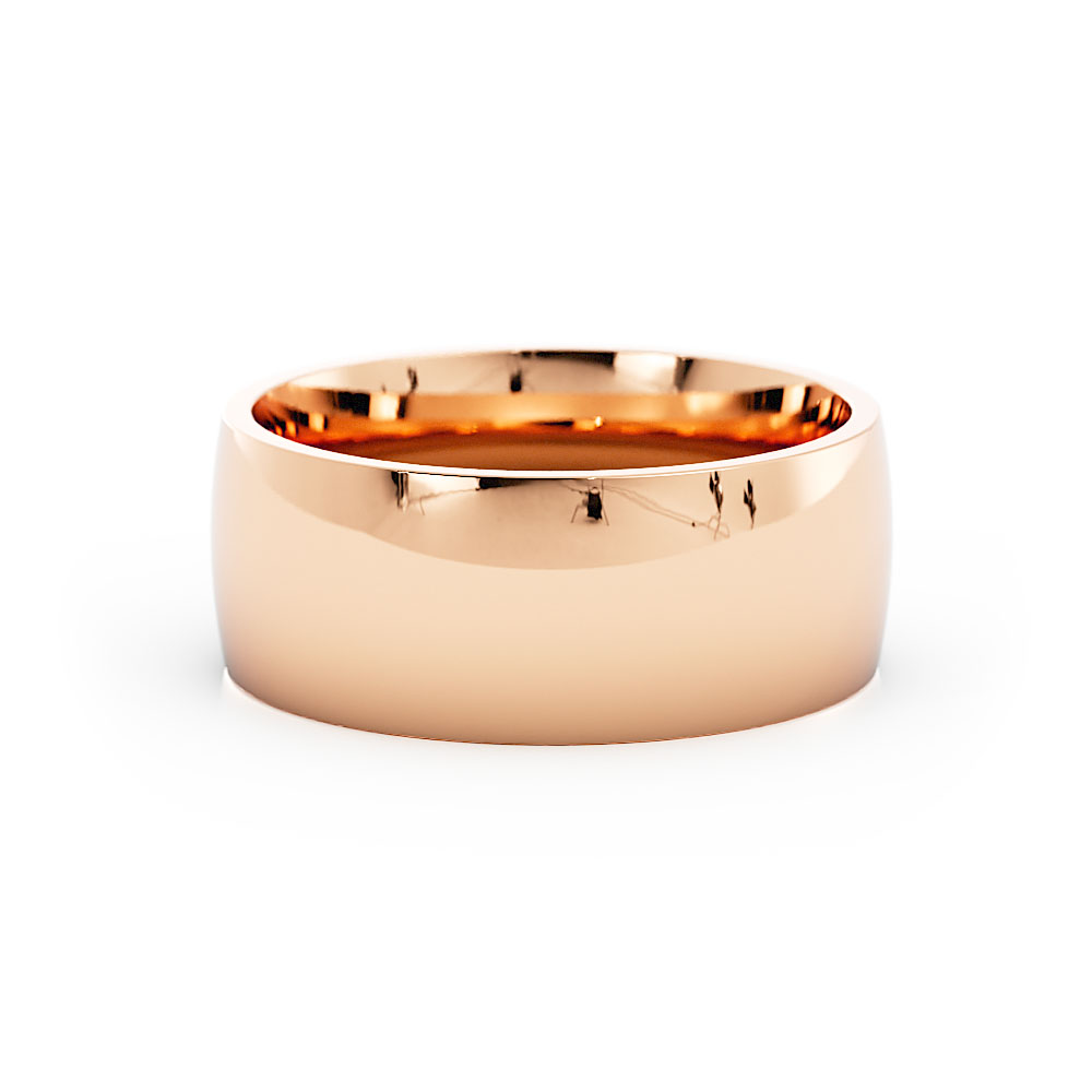 14K Rose Gold High Polish Heavy Domed 8mm Wedding Band