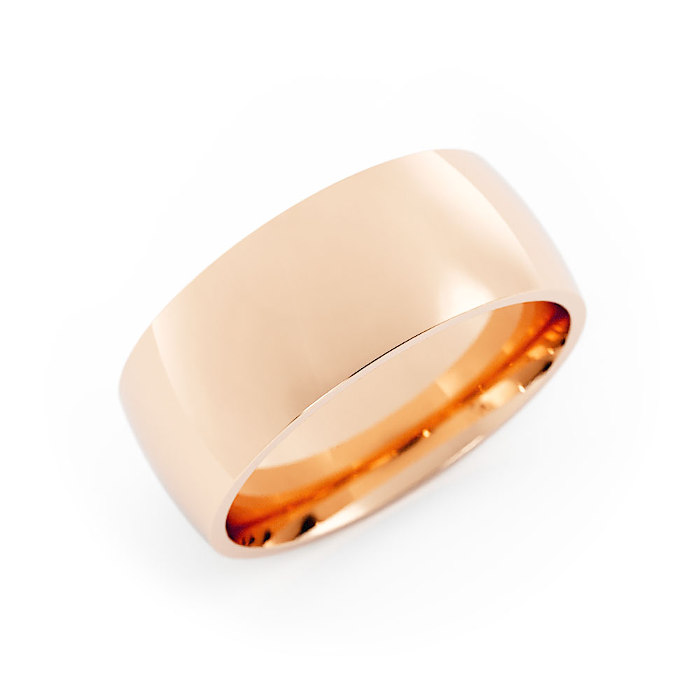 14K Rose Gold High Polish Heavy Domed 8mm Wedding Band