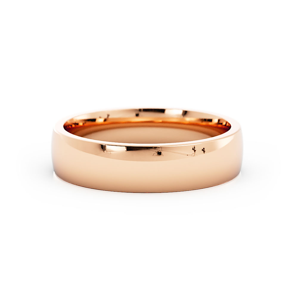 14K Rose Gold High Polish Light Domed 5mm Wedding Band