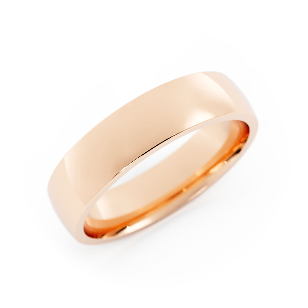 14K Rose Gold High Polish Light Domed 5mm Wedding Band