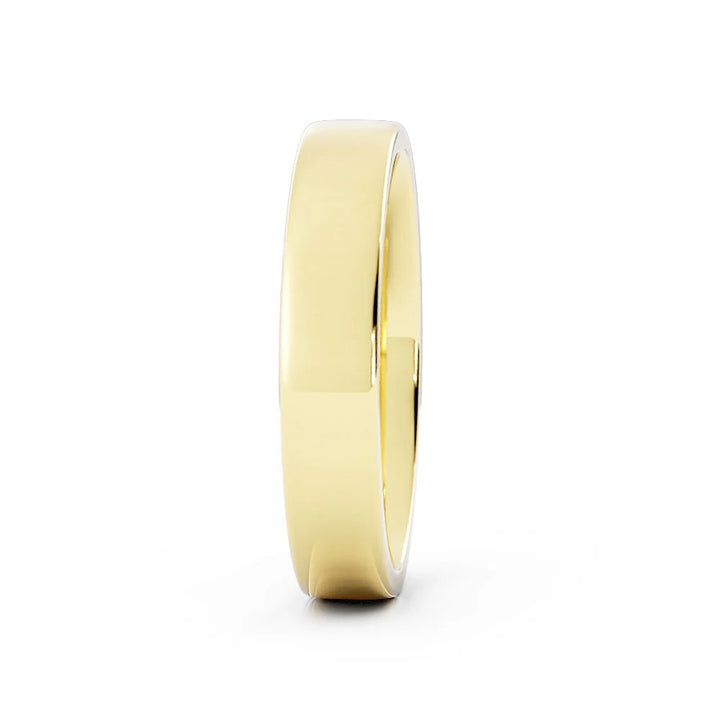 14K Yellow Gold High Polish Flat 4mm Wedding Band