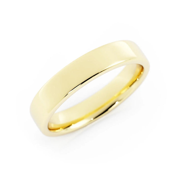 14K Yellow Gold High Polish Flat 4mm Wedding Band