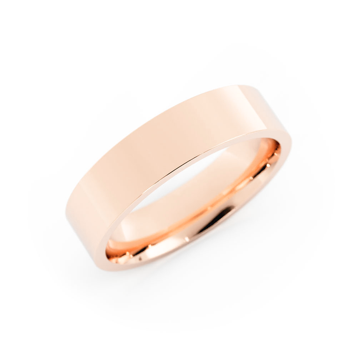 18K Rose Gold High Polish Flat 5mm Wedding Band