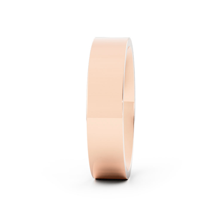 18K Rose Gold High Polish Flat 5mm Wedding Band