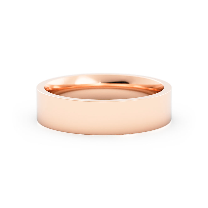 18K Rose Gold High Polish Flat 5mm Wedding Band