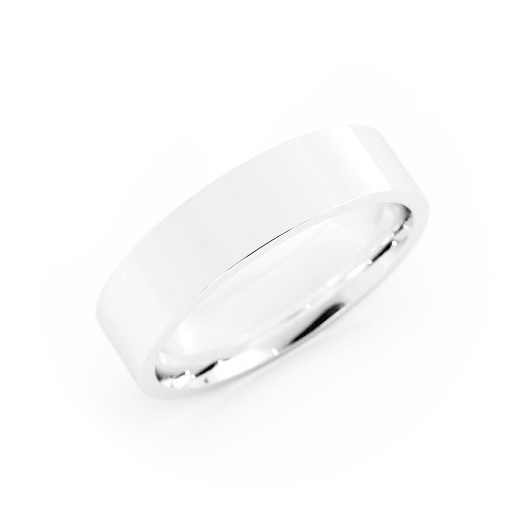 Platinum High Polish Flat 5mm Wedding Band