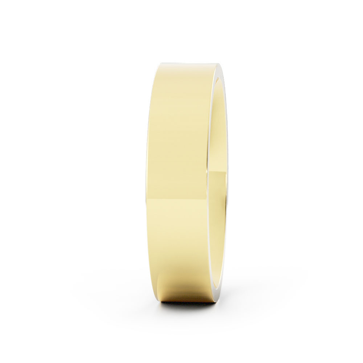 18K Yellow Gold High Polish Flat 5mm Wedding Band