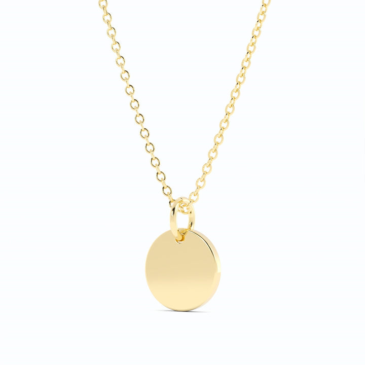 Yellow Gold Engravable disc pendant necklace Deal