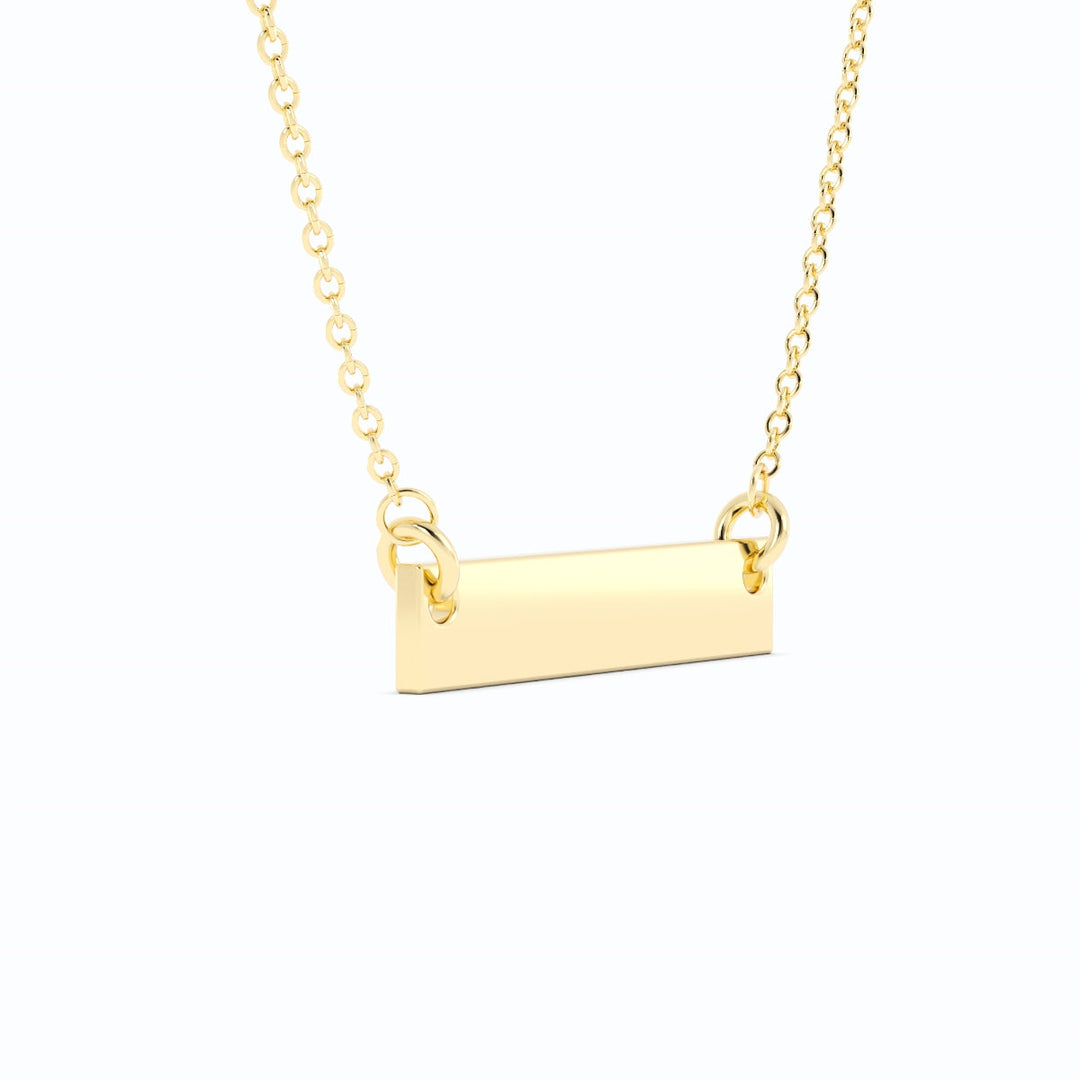 Yellow Gold Engravable horizontal bar pendant necklace Deal