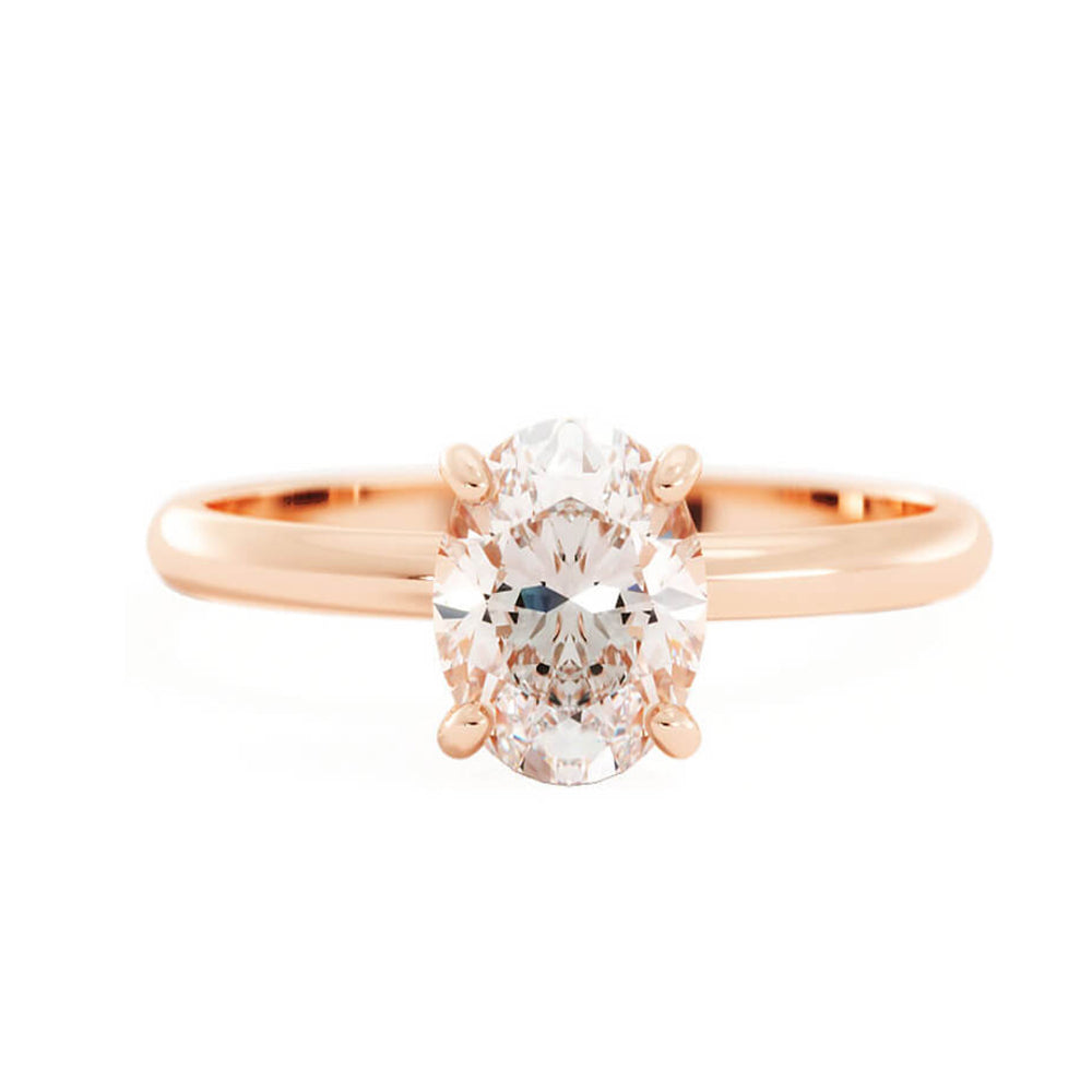 1.25ct Moissanite Oval Hidden Halo 14K Rose Gold Engagement Ring