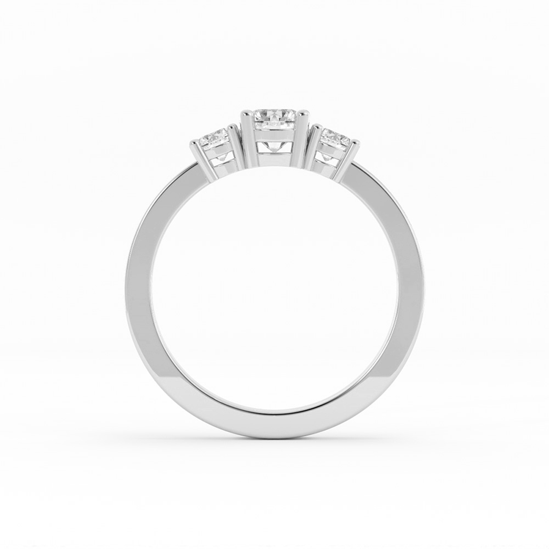 0.5ct Lab Grown Diamond Round Three Stone 14K White Gold Engagement Ring