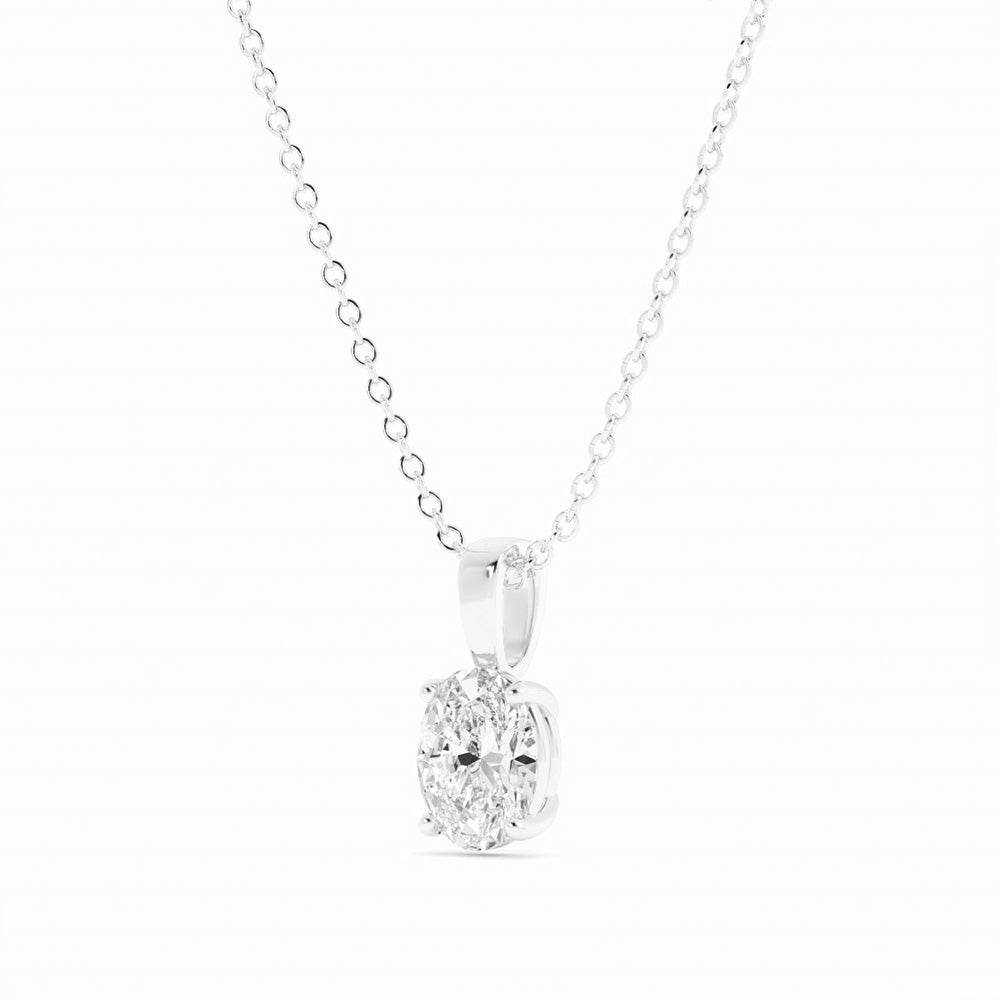 1.0ct Lab Grown Diamond Solitaire Oval 14K White Gold Necklace