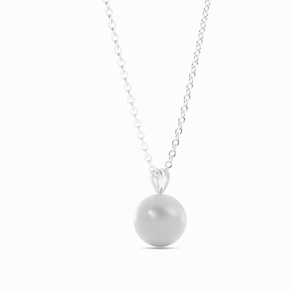 Akoya Pearl 2 ct. Solitaire Pendant Necklace 14k White Gold-2