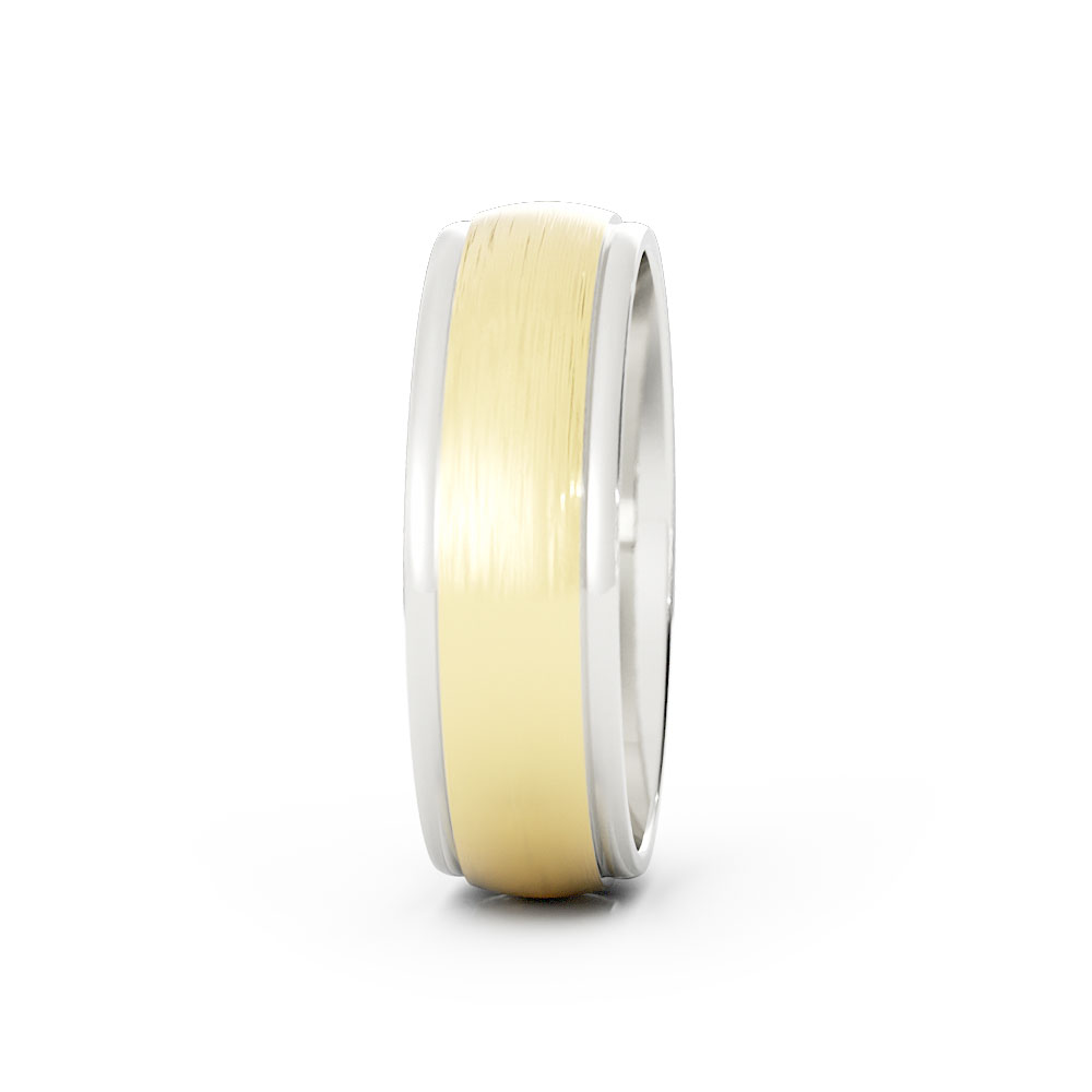 Two-Tone 14K White/Yellow Gold Satin Elevated Center 6mm Wedding Band