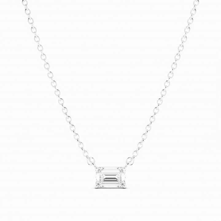 0.5ct Lab Grown Diamond Petite Emerald Cut Solitaire 14K White Gold Necklace