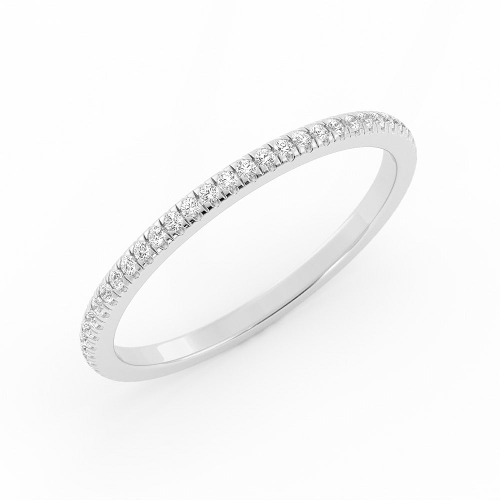 18K White Gold Round Natural Diamond Eternity 1.7mm Wedding Band