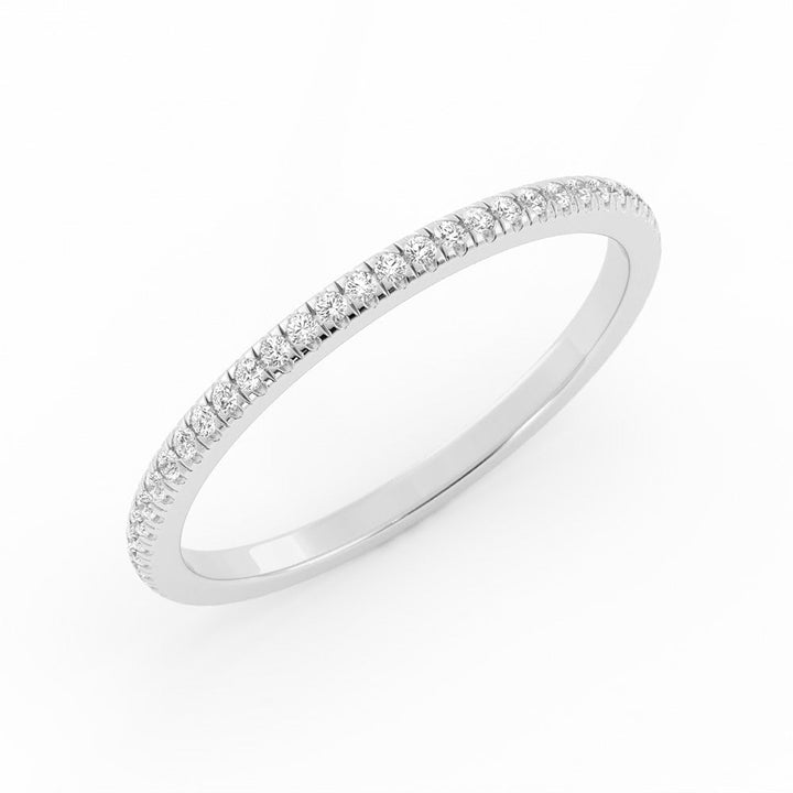 18K White Gold Round Natural Diamond Eternity 1.7mm Wedding Band