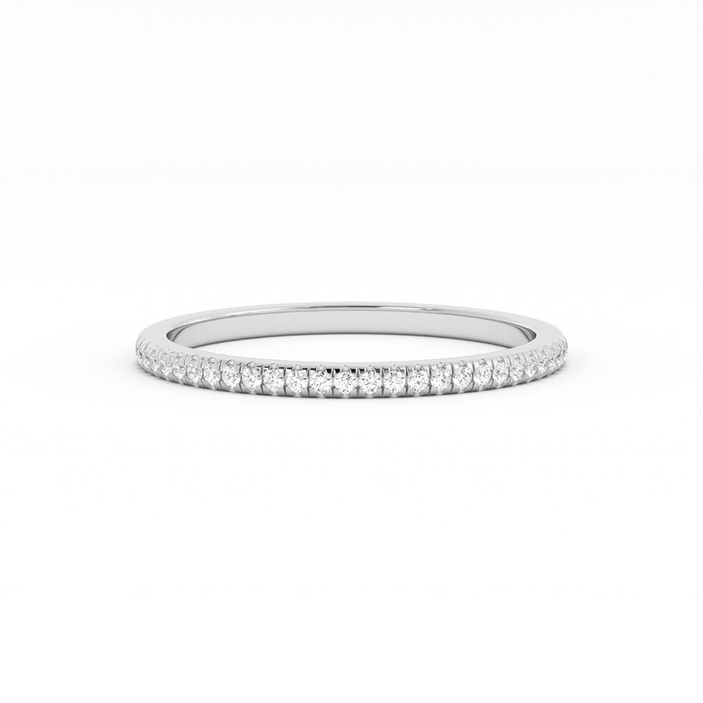 18K White Gold Round Natural Diamond Eternity 1.7mm Wedding Band