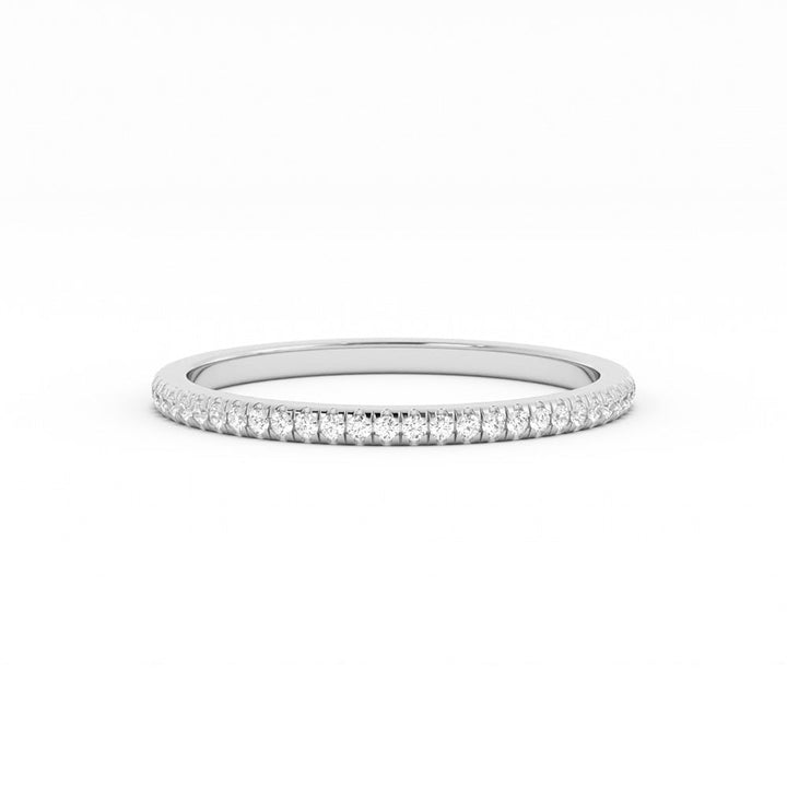 18K White Gold Round Natural Diamond Eternity 1.7mm Wedding Band