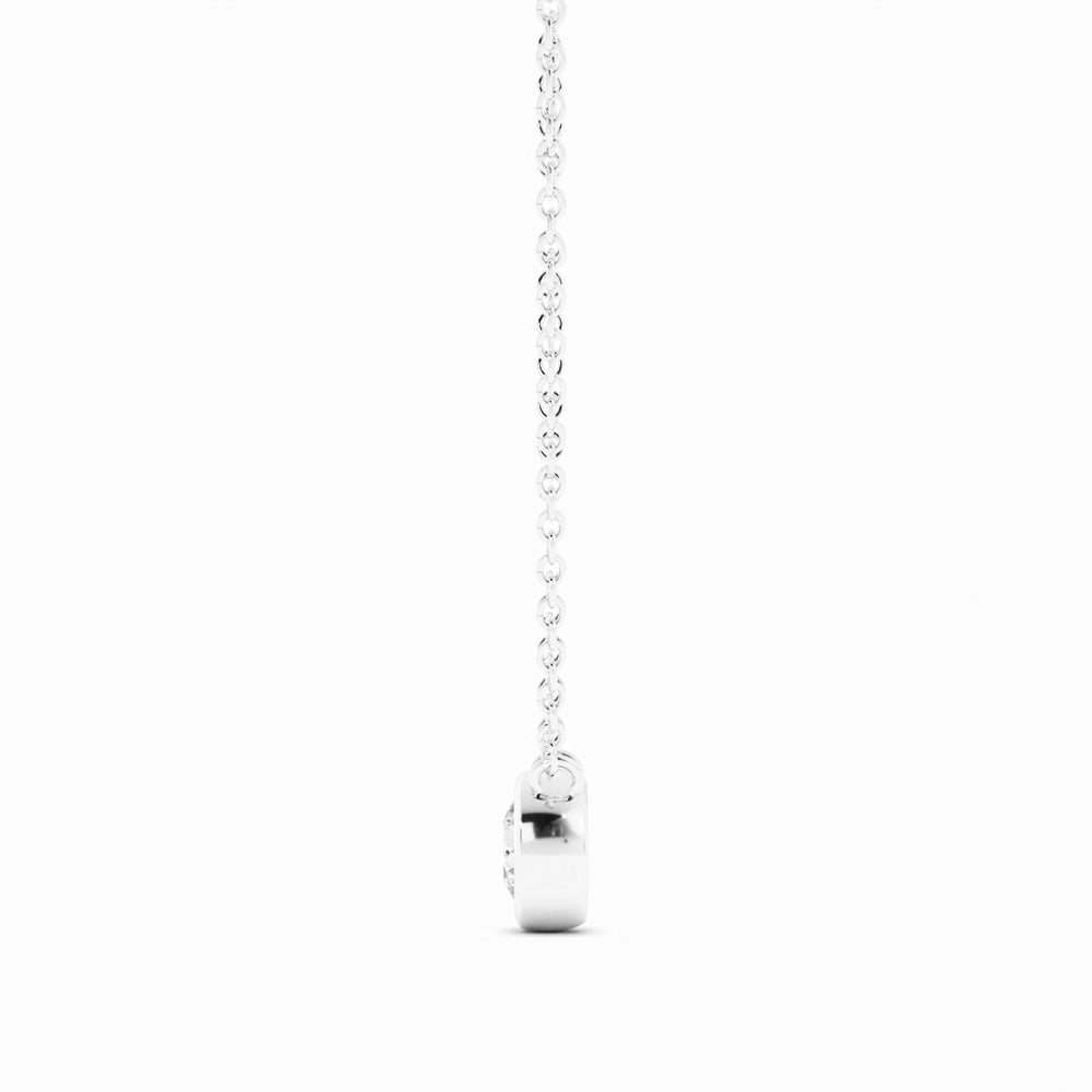 14k White Gold 0.5 ct. Round Lab Grown Diamond Bezel Solitaire Necklace-4