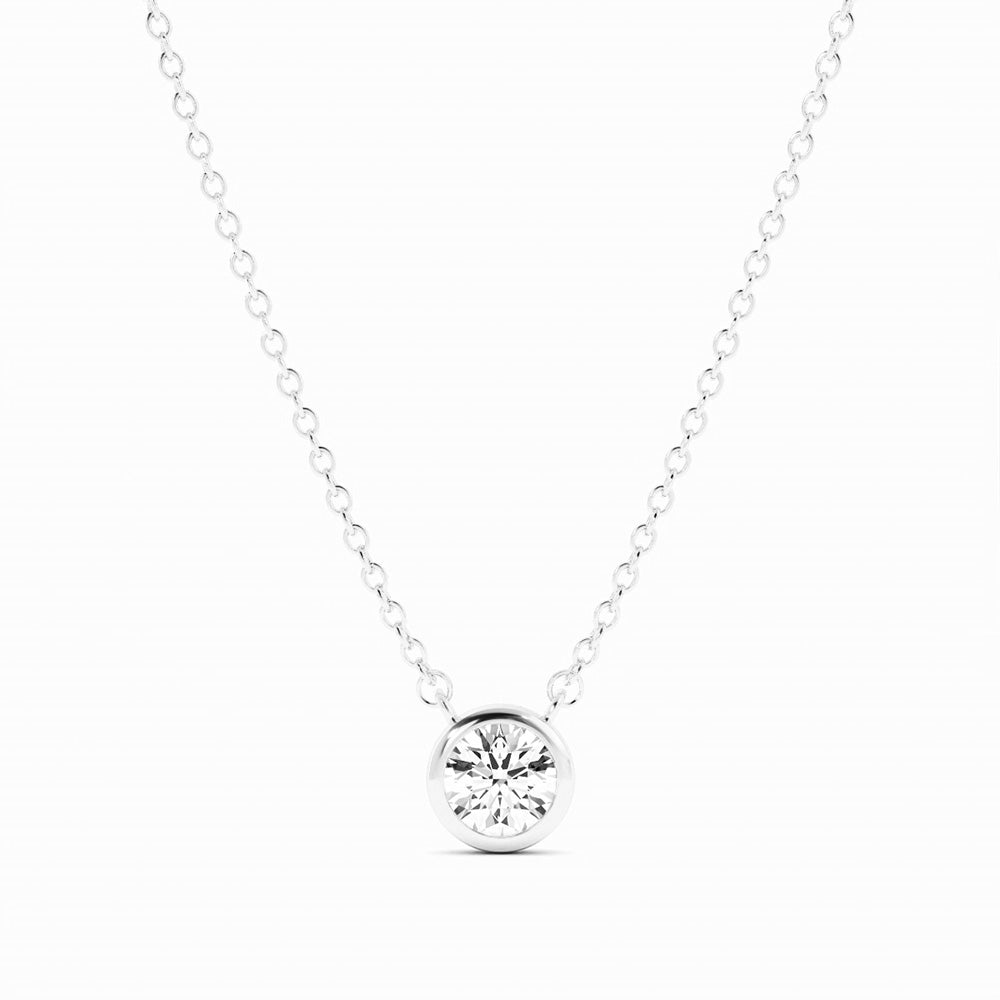 14k White Gold 0.5 ct. Round Lab Grown Diamond Bezel Solitaire Necklace-1