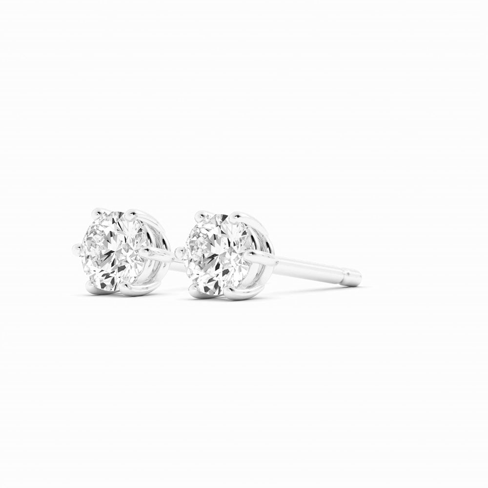 14k White Gold 0.5 ct. t.w. Round Lab Grown Diamond 4mm Stud Earrings-2