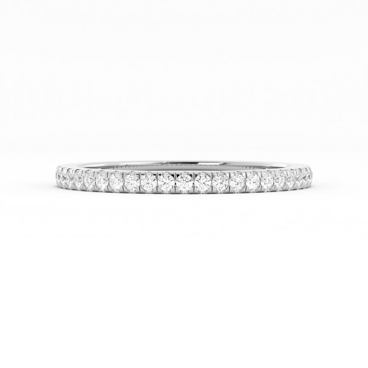 14K White Gold Round Three Quarter Pave Lab Grown Diamond Wedding Band