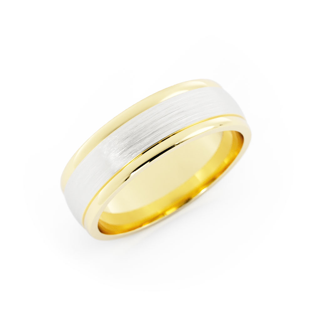 Two-Tone 14K Yellow/White Gold Satin Two-tone 6mm Wedding Band