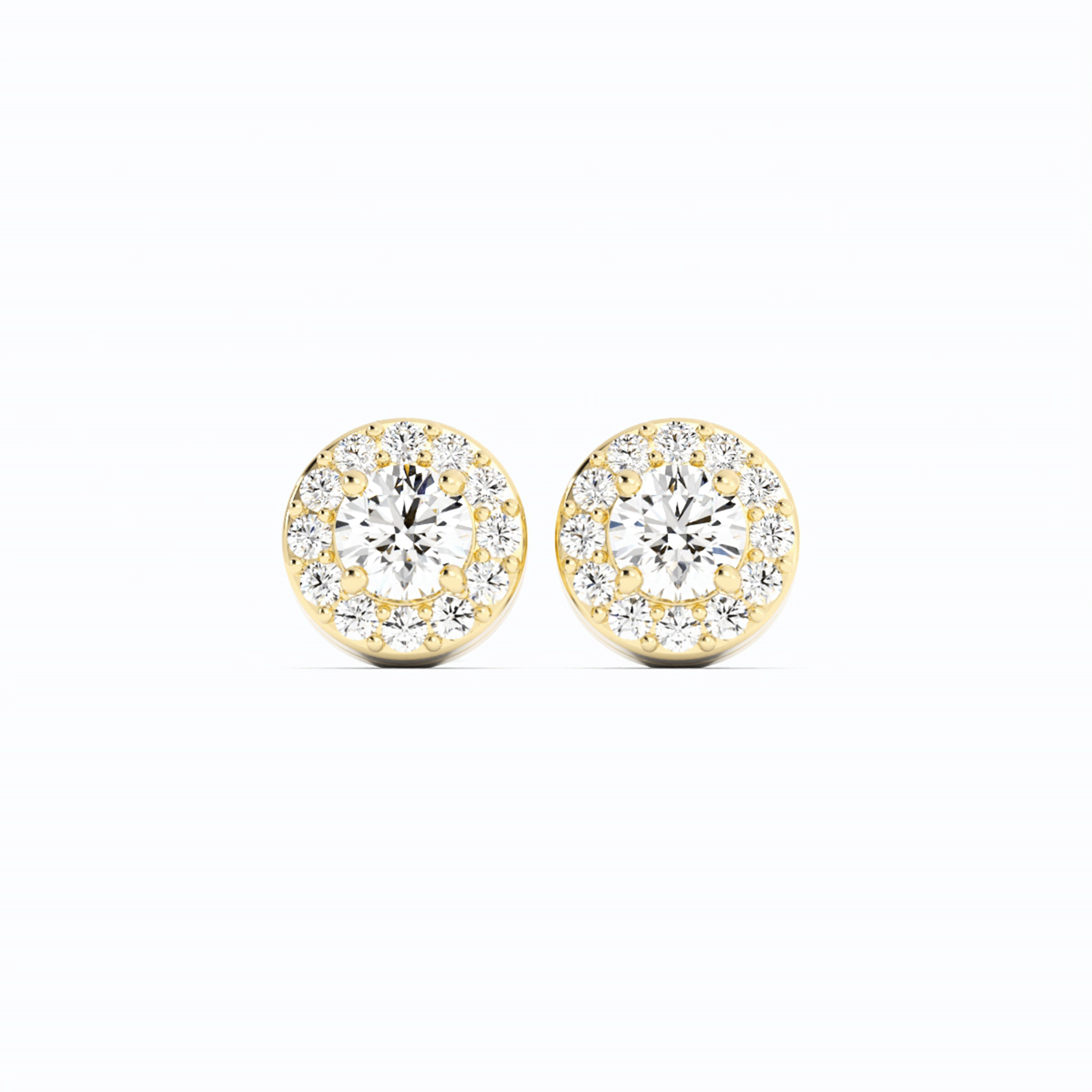 14k Yellow Gold 0.16 ct. t.w. Round Lab Grown Diamond Halo Stud Earrings-1