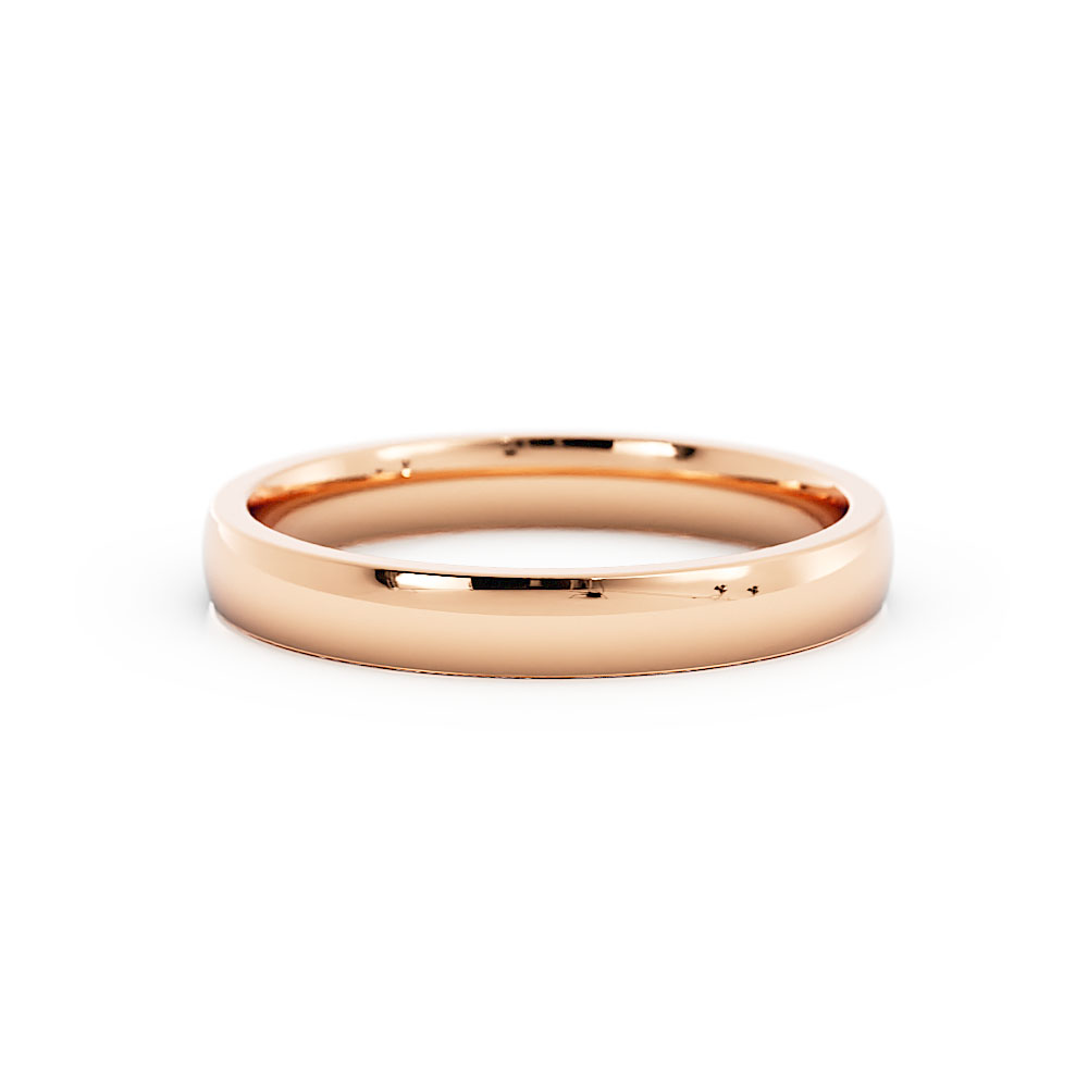 18K Rose Gold High Polish Heavy Domed 3mm Wedding Band