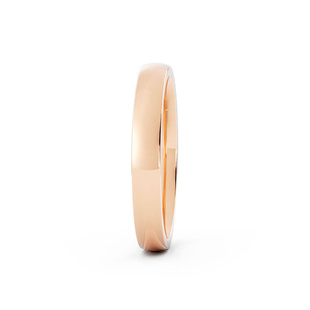 18K Rose Gold High Polish Heavy Domed 3mm Wedding Band