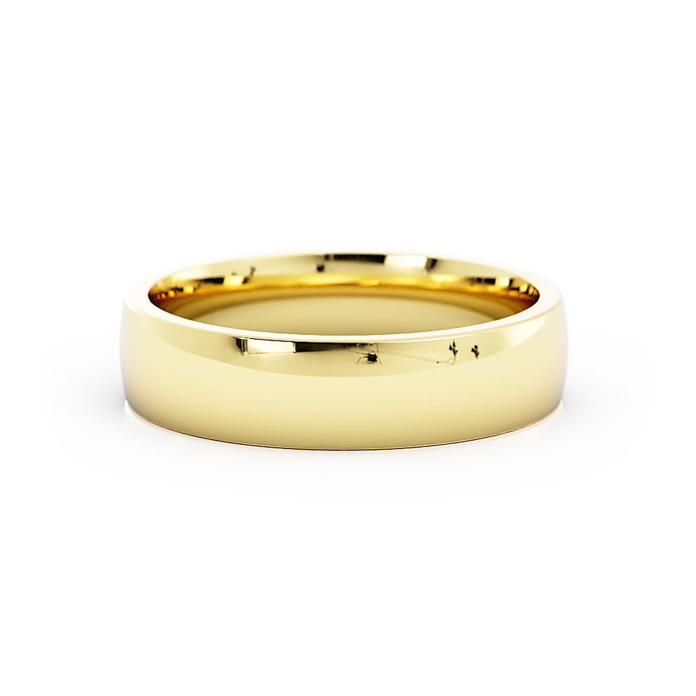 18K Yellow Gold High Polish Light Domed 5mm Wedding Band